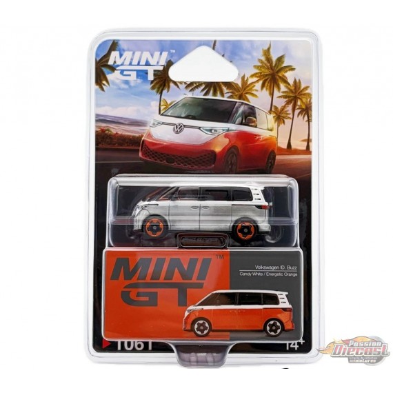 CHASE CAR Volkswagen ID.Buzz Blanc Bonbon / Orange Énergétique - Mini GT - 1:64 - MGT01061GR