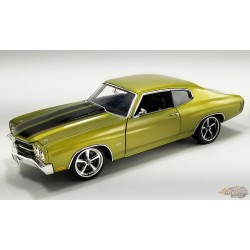 Chevrolet Chevelle SS Restomod 1970 avec toit vinyle, couleur vert citron et bandes noires - ACME - 1/18 - A1805525