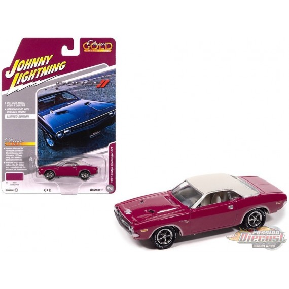 1971 Dodge Challenger R/T in Panther Pink with White Top - Johnny Lightning 1/64 - JLCG033 B F