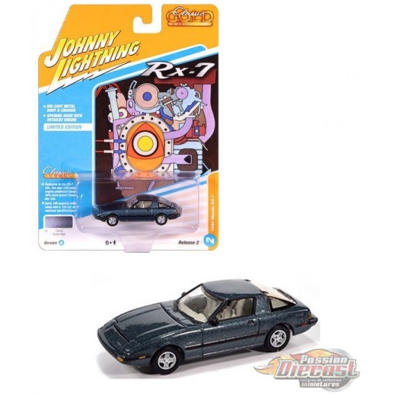 1985 Mazda RX-7 in V3 Tender Blue - Johnny Lightning 1/64 - JLCG037 D Passion Diecast