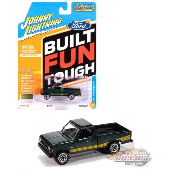 Ford Ranger STX 1987, couleur vert alpin avec bandes STX dorées - Johnny Lightning 1/64 - JLCG037 A Passion Diecast