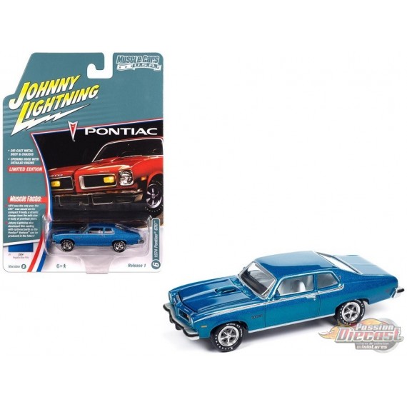 1974 Pontiac GTO in Regatta Blue Poly - Johnny Lightning 1/64 - JLMC034 B F Passion Diecast