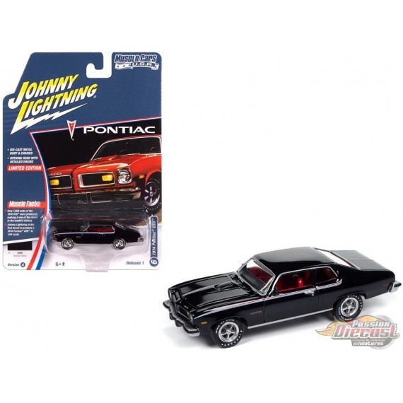 1974 Pontiac GTO in Gloss Black - Johnny Lightning 1/64 - JLMC034 A F Passion Diecast