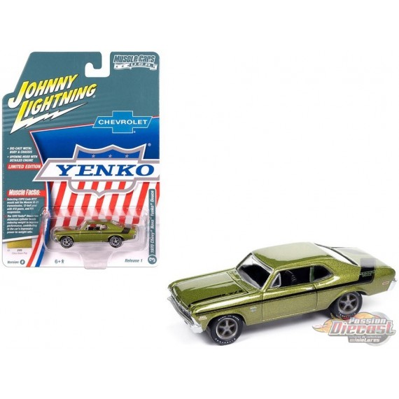 1970 Yenko Deuce Chevrolet Nova in Citrus Green Poly - Johnny Lightning 1/64 - JLMC034 B C