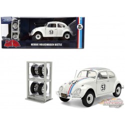 Volkswagen Beetle No.53 Herbie blanche tirée du film Un amour de Beetle (1968) et roues d'extra - Jada - 1/24 - 37584