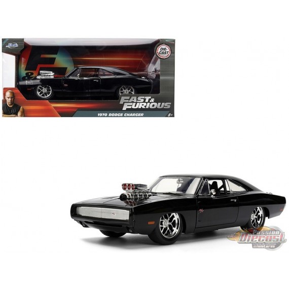 1970 Dodge Charger R/T Black "Furious 7" (2015) Movie "Fast & Furious" Series - Jada - 1/24 - 35423