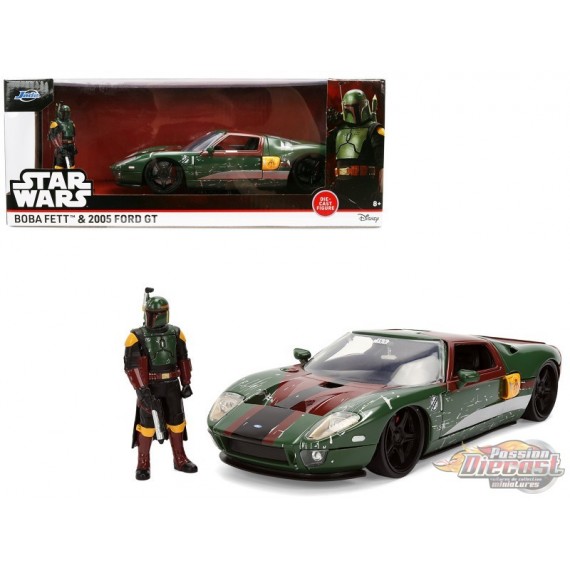 Ford GT verte (effet vieilli) de 2005 avec graphiques Boba Fett Star Wars - Hollywood Rides - Jada - 1/24 - 36909