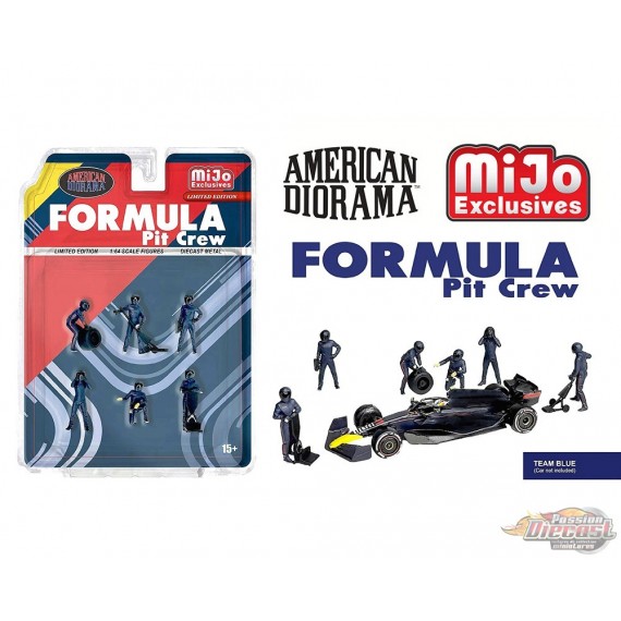 Figures Formula Pit Crew - Team Blue - American Diorama - 1/64 - AD-2442 Passion Diecast