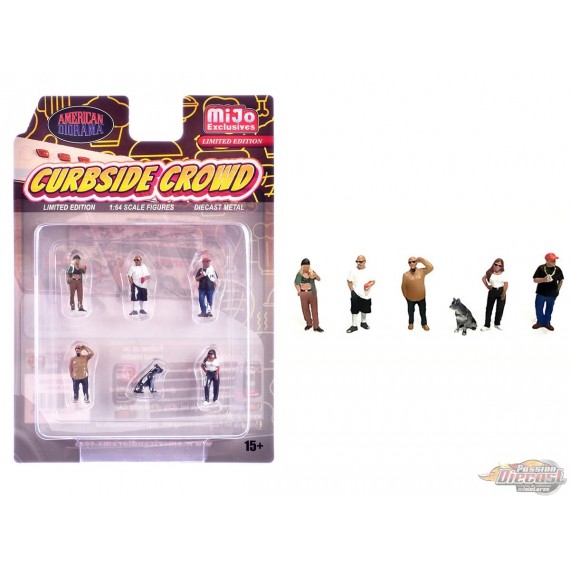 Figures Curbside Crowd Figures Set - 6 Piece metal set - American Diorama - 1/64 - AD-2429MJ Passion Diecast