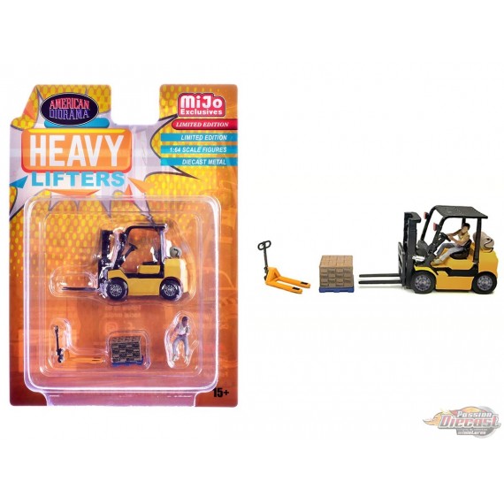 Figures Heavy Lifters Forklift Set - American Diorama - 1/64 - AD-2431MJ Passion Diecast