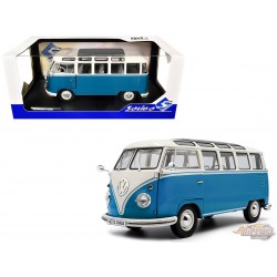 VOLKSWAGEN T1 SAMBA - BLUE & WHITE 1962 - Solido - 1/18 - S1813401 - Passion Diecast 