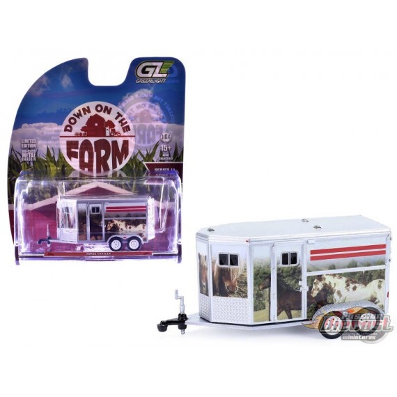 Remorque à chevaux avec couverture personnalisée - Down on the Farm Series 11 - 1/64 Greenlight - 48110 F