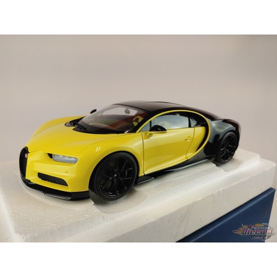 (Used)(Free shipping) Bugatti Chiron 2017 - MOLSHEIM YELLOW / NOCTURNE BLACK 1/18 AUTOART 70994  Used