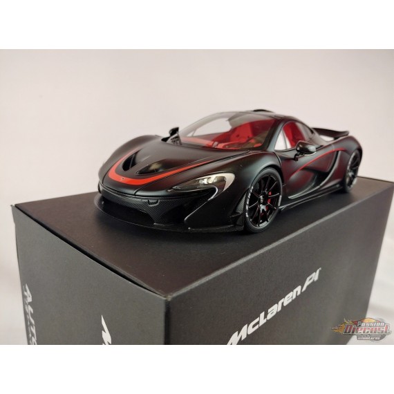 (Used)(Free shipping) McLaren P1 Matt Black, Red Accents 1/18 AUTOART 76027  Used