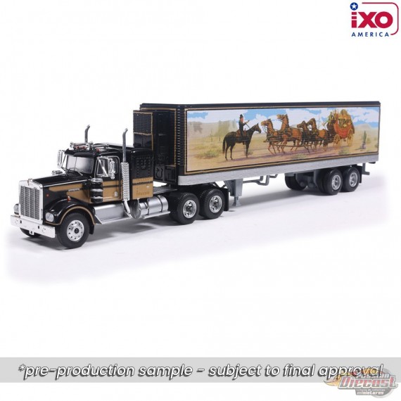 1976 Kenworth W900 Semi Truck with Trailer - Black with Graphics - IXO Models - 1:64 - U64TRTR004S
