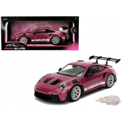 Porsche 911 GT3 RS Rouge Violet Métallisé avec Bandes Blanches - Pink Slips - Jada 1/18 - 36469 Passion Diecast 