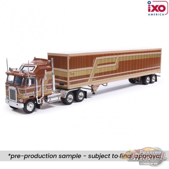 1976 Kenworth K100 Aerodyne Semi Truck with Modern Trailker - Brown - IXO Models - 1:64 - U64TRTR003M
