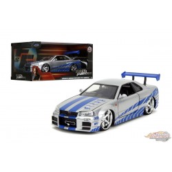  1/24 F&F     BRIAN's  -Nissan Skyline GT-R 34 SILVER 97158 Jada Passion diecast