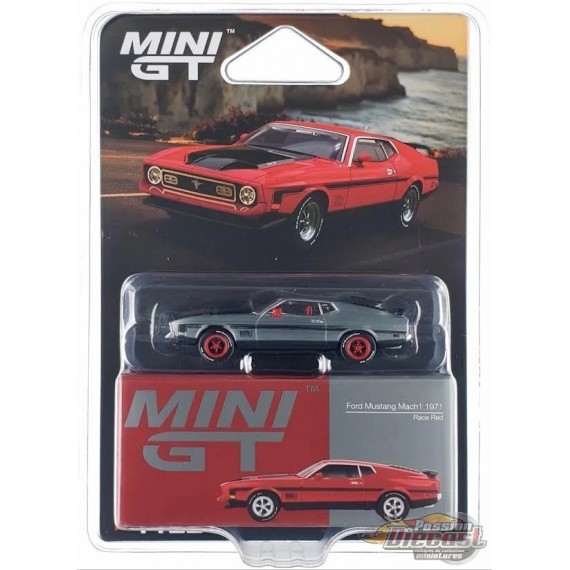CHASE CAR Ford Mustang Mach 1 1971 - Rouge course - Mini GT - 1:64 - MGT01122GR