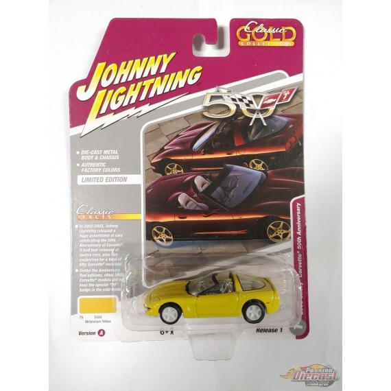 CHASE CAR 2003 Chevrolet Corvette 50th Anniversary Edition in Millenium Yellow - Johnny Lightning 1/64 - JLSP387 AGR