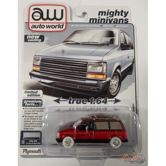 CHASE CAR Plymouth Voyager 1987 in Ice Blue Poly and Twilight Blue Poly - Auto World - 1/64 - AWSP197 AGR