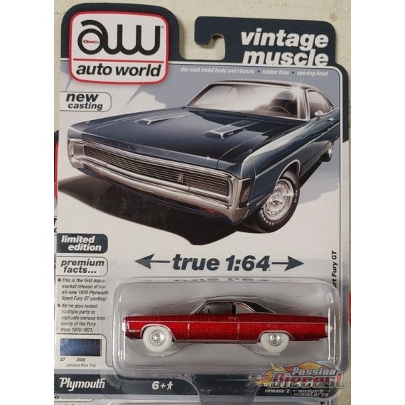CHASE CAR 1970 Plymouth Sport Fury in Jamaica Blue Poly - Auto World - 1/64 - AWSP192 BGR