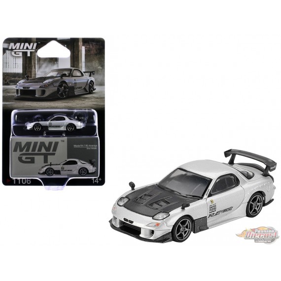 Mazda RX-7 RE-Amemiya - Silver Metallic - Mini GT - 1:64 - MGT01106 Passion Diecast