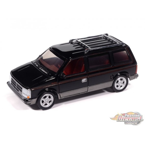 Dodge Caravan Turbo 1989 Noir bas gris et rouges - 2025 Premium Release 3 Version B - Auto World - 1/64 - AW64522 B C