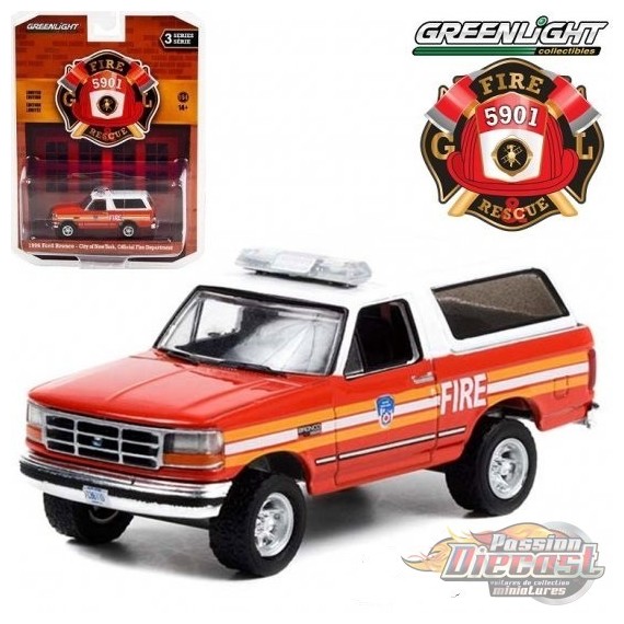 (FDNY) - Ford Bronco 1996 - Fire & Rescue Series 3 - 1/64 Greenlight - 67030 E Passion Diecast 