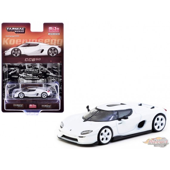 Koenigsegg CC850 avec pack de cartes à collectionner - Blanc - Tarmac Works - 1/64 - T64G-TL051-WH Passion Diecast