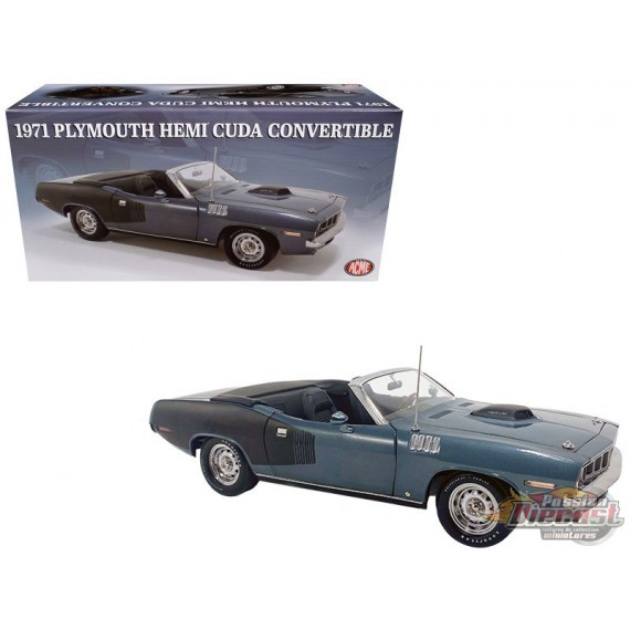 Plymouth HEMI Cuda Cabriolet 1971 en gris Winchester - Production estimée 500 pièce - ACME - 1/18 - A1806130