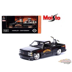 (Preorder) 1993 Chevrolet 454SS Pick-Up & 2007 XL 1200N Nightster Harley-Davidson Bike Custom - Noir - Maisto 1/24 - 32276 BK