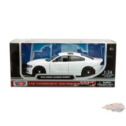 Pursuit Dodge Charger 2023 Blanc uni avec barre lumineuse - Motormax 1/24 - 76996 WH Passion Diecast
