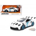 Porsche 911 GT3 RS (992) Blanche et bandes bleues et toit en carbone - Hyper-Spec -  Jada  1/24 - 36494