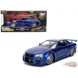 Nissan Skyline GT-R (R34) Blue Color Brush Finish 25 Years of Fast & Furious Anniversary - Jada 1/24 - 37704 Passion diecast
