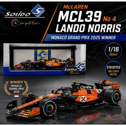 McLaren MCL39 No 4 Norris Monaco 2025 - Solido - 1/18 - S1818703 - Passion Diecast 