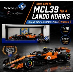(Preorder) McLaren MCL39 No 4 Lando Norris  Grand Prix Australie 2025 Winner - Solido - 1/18 - S1818701