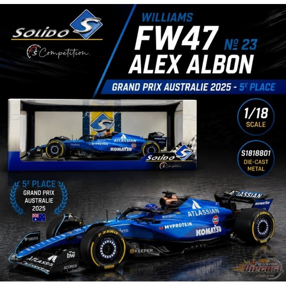 Williams FW47 No 23 Albon Australie 2025 - Solido - 1/18 - S1818801 - Passion Diecast 