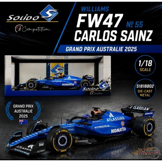 Williams FW47 No 55 Sainz Australie 2025 - Solido - 1/18 - S1818802 - Passion Diecast 