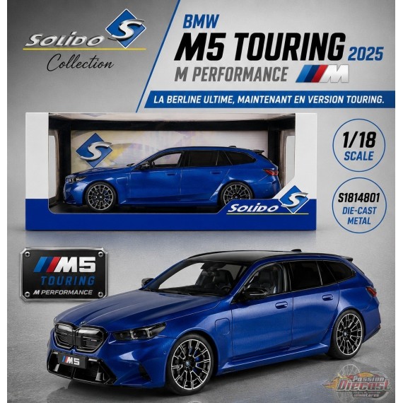 BMW M5 Touring M 2025 Blue - Solido - 1/18 - S1814801 - Passion Diecast 