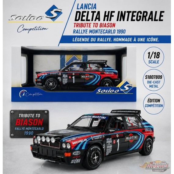 Lancia Delta HF Integrale TRIBUTE TO BIASON Rallye Montecarlo 1990 - Solido - 1/18 - S1807809 - Passion Diecast 