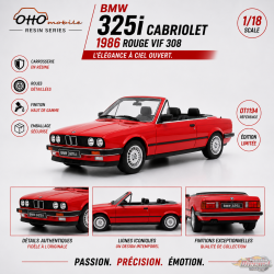 BMW 325i Cabriolet Rouge vif 308 1986 - 1/18 - OT1194 - Passion Diecast 
