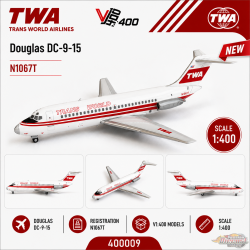 TWA - Trans World Airlines Douglas DC-9-15 / N1067T /  V1:400 Models / 1:400 / 400009