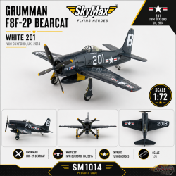 (Preorder) Grumman F8F-2P Bearcat / The Fighter Collection, White 201, IWM Duxford, UK, 2014 / SkyMax Flying Heroes 1:72 SM1014