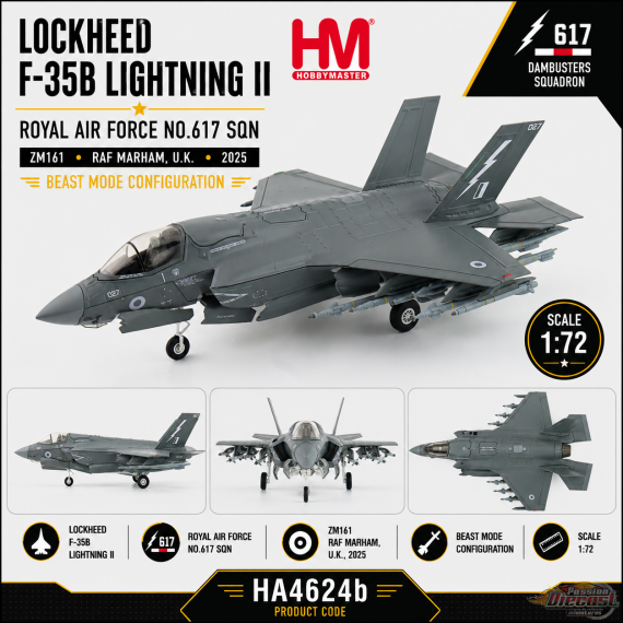 Lockheed F-35B Lightning II / RAF No.617 Dambusters Sqn, RAF Marham, UK, 2025, Beast Mode / Hobby Master 1:72 HA4624b