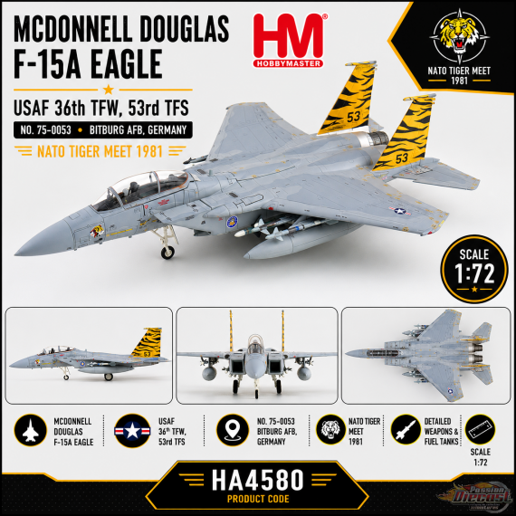 McDonnell Douglas F-15A Eagle / USAF 36th TFW, 53rd TFS, Bitburg, Allemagne, Tiger Meet 1981 Hobby Master 1:72 HA4580