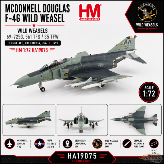 McDonnell Douglas  F-4G Wild Weasels 69-7253, 561 TFS/35 TFW, George AFB, 1991 / HM 1:72  HA19075