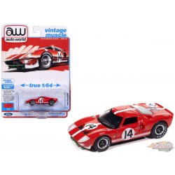 Ford GT40 No.14 1965 Rouge à bande blanches - 2025 Premium Release 3 Version A - Auto World - 1/64 - AW64522 A E