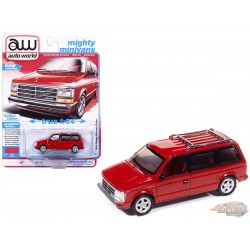1989 Dodge Caravan Turbo Solid Red - 2025 Premium Release 3 Version A - Auto World - 1/64 - AWSP206 A