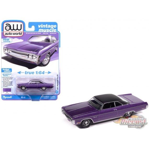1971 Plymouth Fury III In-Violet - 2025 Premium Release 3 Version B - Auto World - 1/64 - AW64522 B A